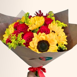 ramo rosas y girasoles