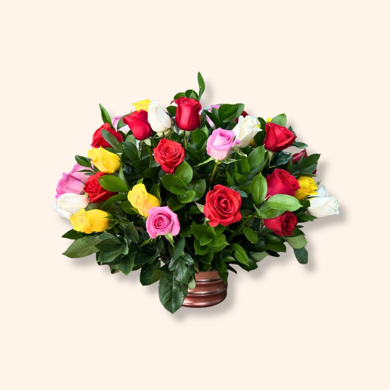 arreglo de rosas de colores