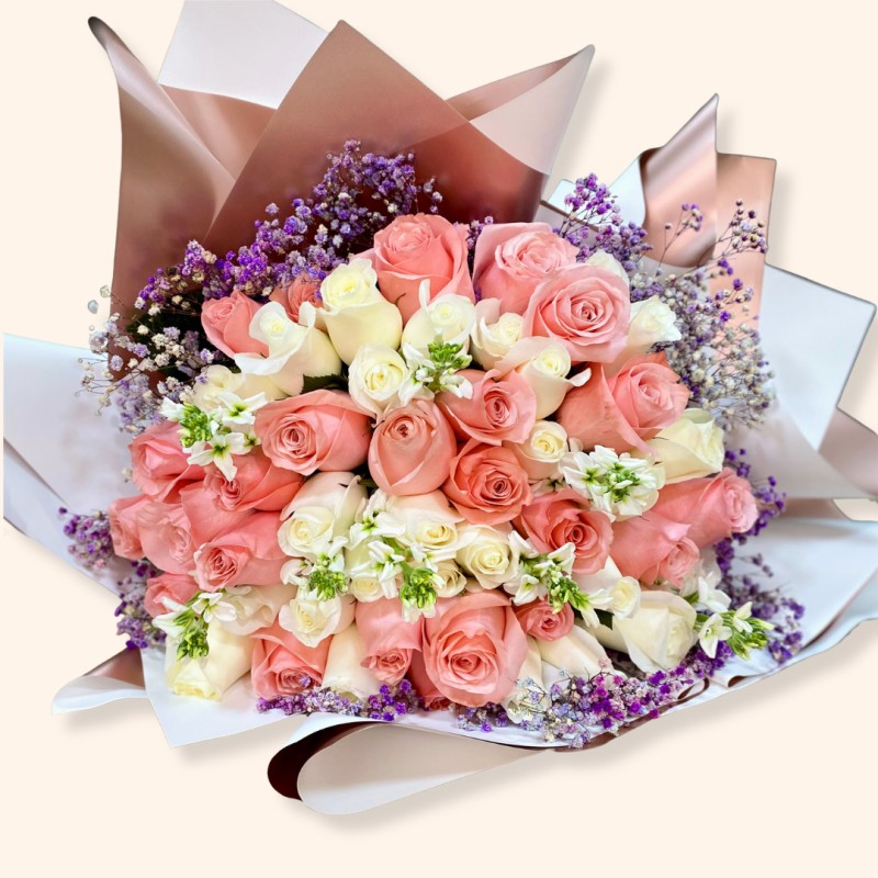 Ramo de 50 rosas colores pastel