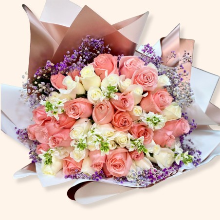 Ramo de 50 rosas colores pastel
