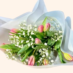 Ramo de 10 tulipanes rosados